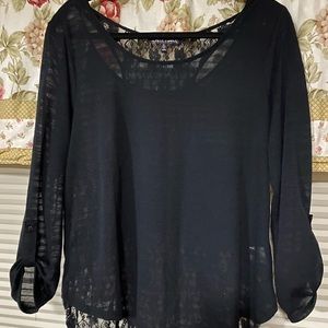 NWOT Black 2-layer lace shirt